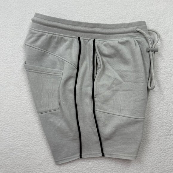 Alphalete Sweat Shorts Athletic Gym Drawstring Pockets Patch Piping Gray Mens S - Picture 6 of 11